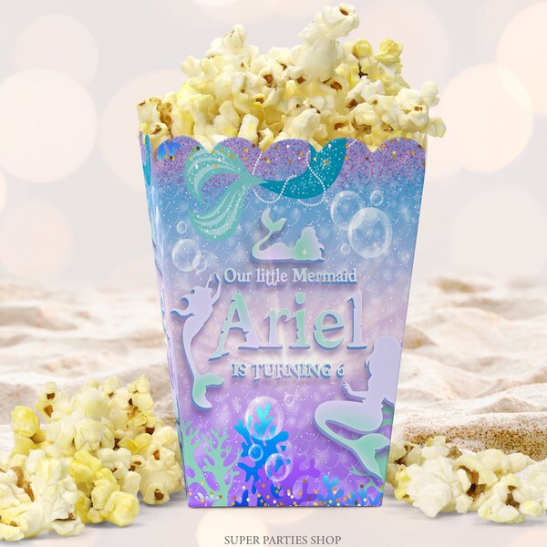 Popcorn Box Mermaid Etsy