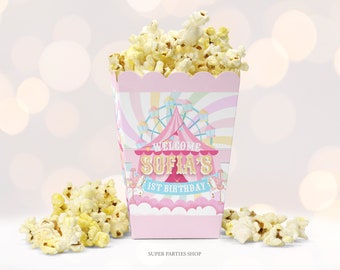 Circus Party Printable Popcorn Template Circus tent birthday | Etsy