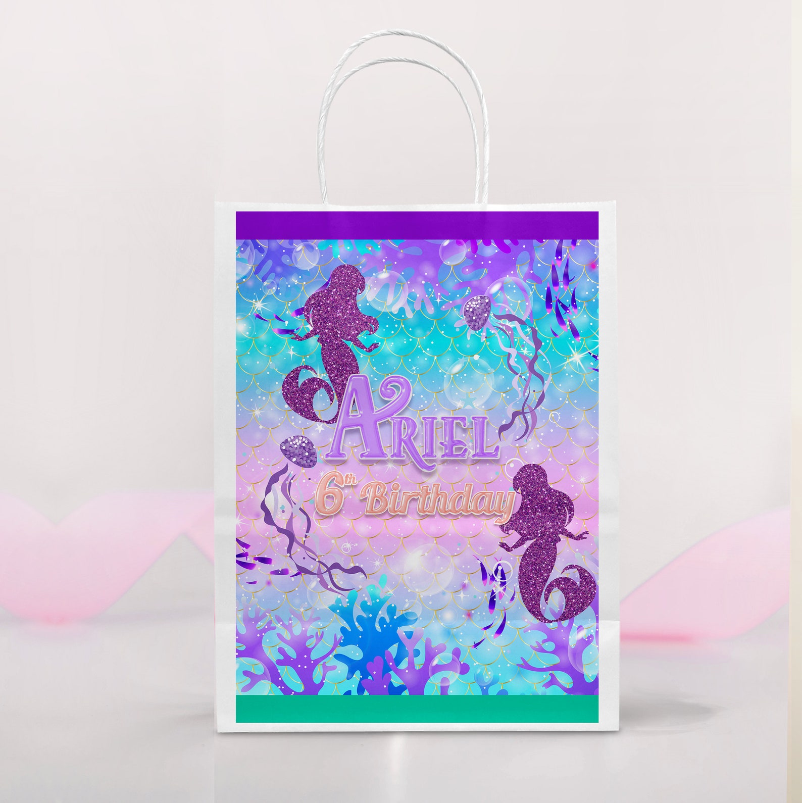Mermaid Gift bag Label Printable mermaid treats favor bag Etsy