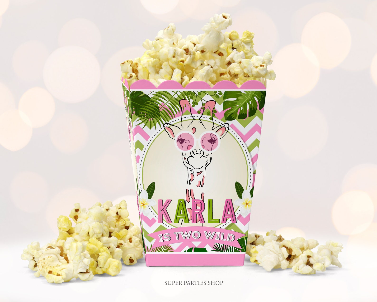 Jungle Popcorn Box Printable Snack Box Safari Wild two Etsy