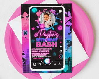 Music Birthday Invitation Music App Teen Tween Birthday Party Invite Musical App Social Media Birthday Party Instant Download