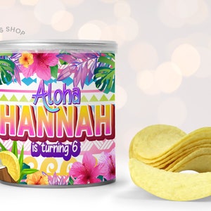 Luau Chip Tube Label Printable, Aloha Favors, Tropical Party Favor,Hawaiian birthday decor, Tiki Party, Digital files