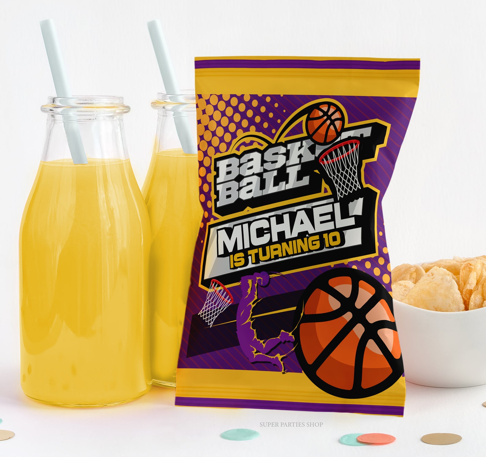 Basketball Chip Bags Printable Sport Party Potatoes Chip Bag Etsy