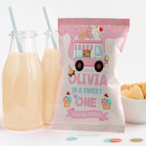 Ice Cream Chip Bags Printable, Snack Treat , Ice Cream Birthday, Ice Cream Label, Candy Bags Wrapper,Sparkles Chips Bags,  DIGITAL 0002