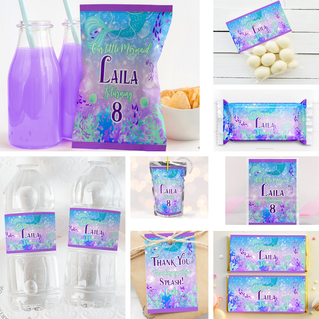 Mermaid Party Bundle Printable mermaid Favors Potato Chip - Etsy