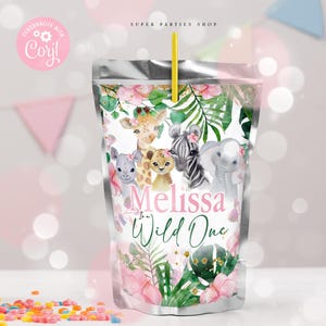 Giraffe CapriSun Labels Printable , Snack Treat  Safari ,Wild two, Label, Candy Wrapper, Watercolors, Wild One, Elephant, Capri Sun DIGITAL