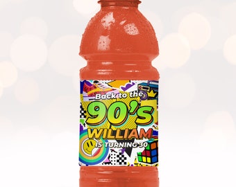 90s Printable Sport bottle label, Throwback Retro, Love The 80's 90's,  Birthday Gold Hip Hop | Party Favors   DIGITAL ONLY