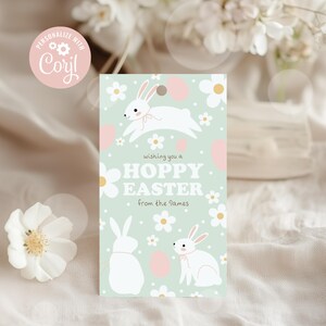 Editable Easter Tag Hoppy Easter Gift Tags, Easter Favor Tags, Candy Tag, Easter Teacher Gift, Easter Gifts Kids Corjl DIGITAL