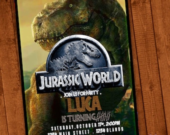 Jurassic World Digital Printable invitation, Custom Jurassic park ,Birthday,Party, Supply, Kit, Pack, Dinosaur, Free thank you card