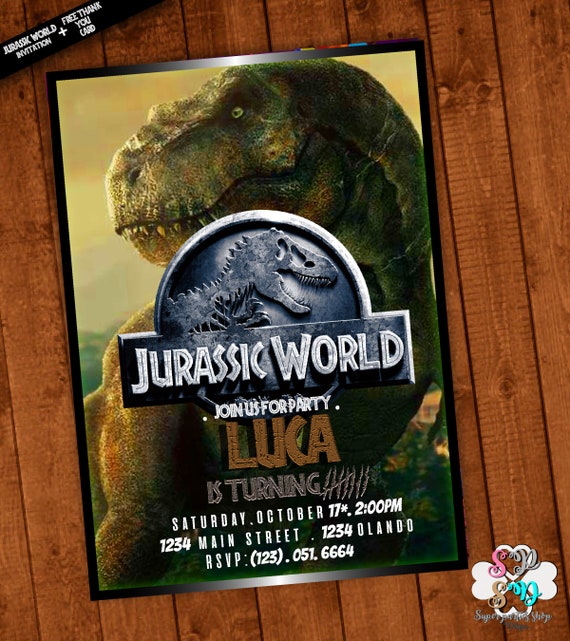 Jurassic World Invitation Printable With Free Thank You Card Jurassic Park Invitation Dinosaur Birthday Invitationeditable Invitation