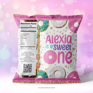 Sweet One Chip bag| Donut Chip Bags | Donut Party Favors | Donut Birthday | Donut Treat Bag | Digital | Printable | Digital ONLY