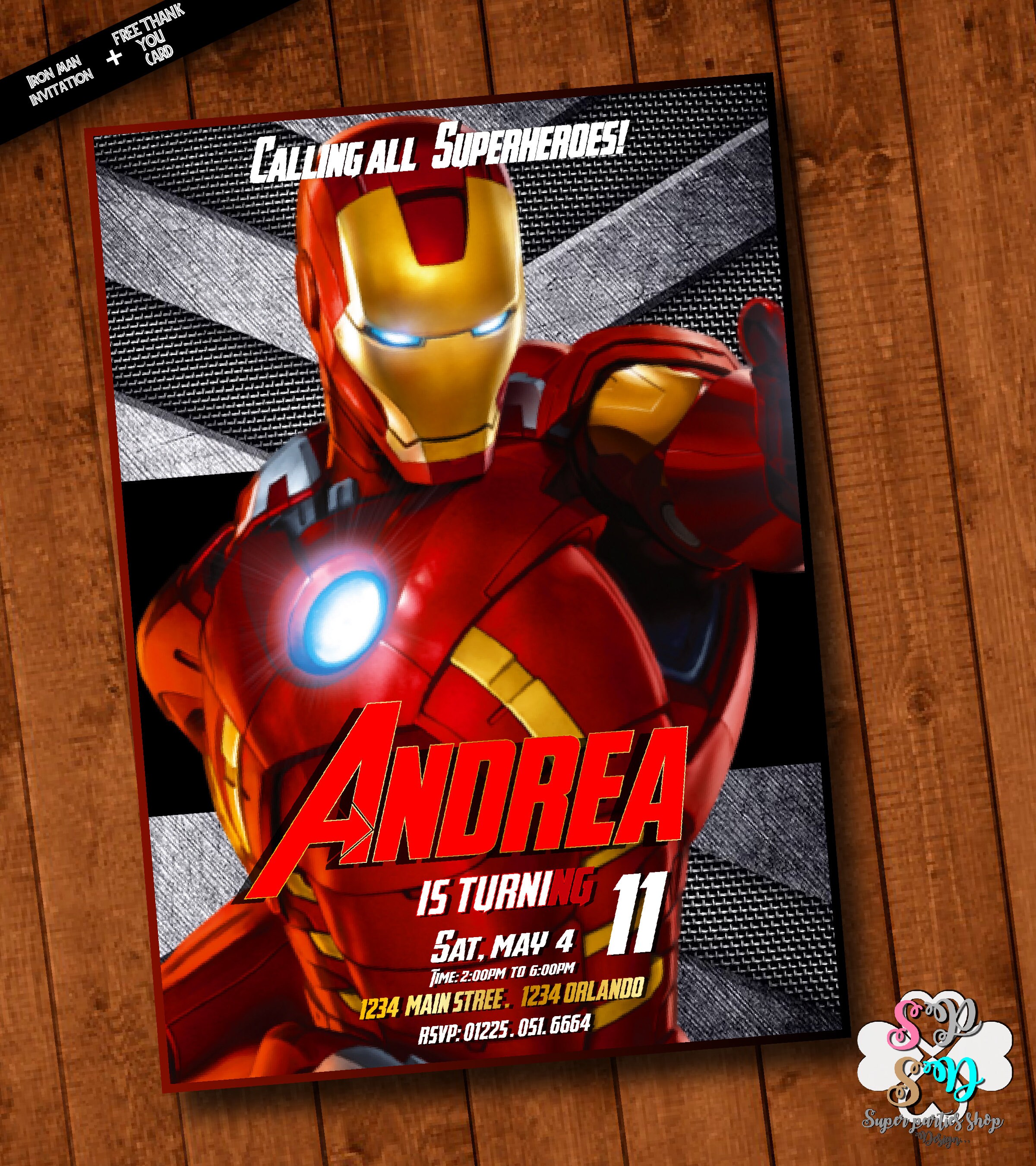 Iron Man Invitation Iron Man Invite Iron Man Birthday Etsy