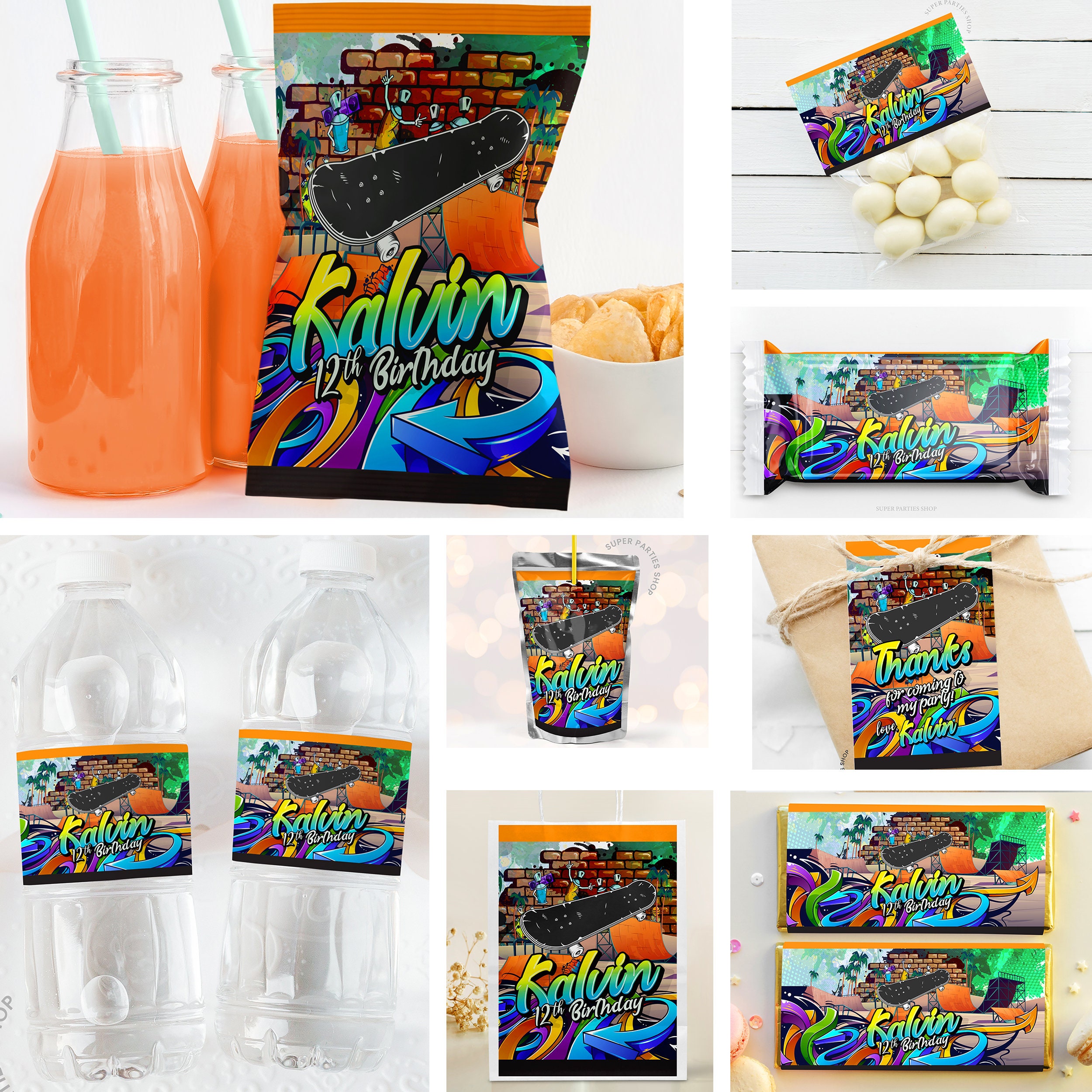 Skateboard Party Party Bundle Printable Skateboard Goody Bag Etsy UK