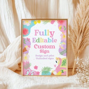 Editable Pool Party Birthday Custom Sign Party Tropical Summer Splish Splash Girly Pool Birthday Party Instant Download Corjl.