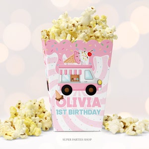 Ice Cream Popcorn Box Printable, Snack box , Ice Cream Birthday, Ice Cream Label, Candy Bags Wrapper,ice cream decor,  DIGITAL ONLY 0002