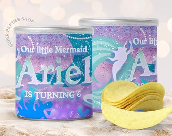 Mermaid chip Can Printable, mermaid treats, birthday chip bag, potato chip bag, mermaid baby shower, Candy Bar, under the sea, DIGITAL FILE