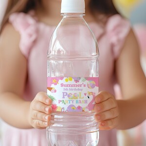 Editable Pool Party Bottle Label Birthday Party Tropical Summer Splish Splash Girly Pool Birthday Party Instant Download Corjl.