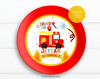 Firefighter Plate Center Piece 7" Label Printable,Firetruck,Firefighter Party, Fireman Party, Firefighter Plate Center Piece 7" DIGITAL ONLY