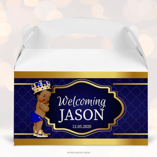 Royal Prince Baby shower Printable Gable box, Prince Potatoes candy box, Royal Blue and gold Baby shower, Little Prince 1st birthday DIGITAL