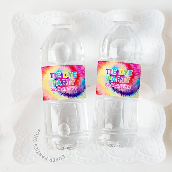 Tie Dye Water Bottle Label, Snack Treat , Hippy peace love Birthday, Unicorn Label, Candy Bags Wrapper,Sparkles Chips Bags,  DIGITAL ONLY