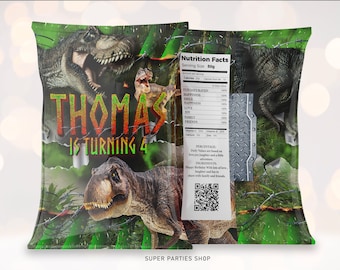 Dinosaur Chip bags Printable ,Dinosaur Party Labels,Jurassic party, Dino Roar party, Dino Baby favorsJurassic favors, Dinosaur Party Labels
