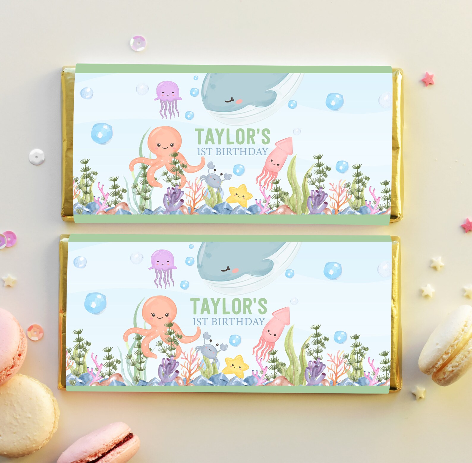 Under the Sea Candy Bar Wrapper Printable Mermaid Any Age Etsy