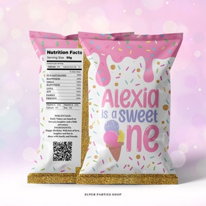 Ice Cream Chip Bags Printable, Snack Treat , Ice Cream Birthday, Ice Cream Label, Candy Bags Wrapper,Sparkles Chips Bags,  DIGITAL ONLY 0002