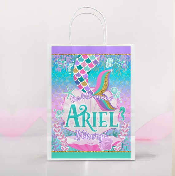 Mermaid Gift Bag Label Printable Mermaid Treats Favor Bag Etsy