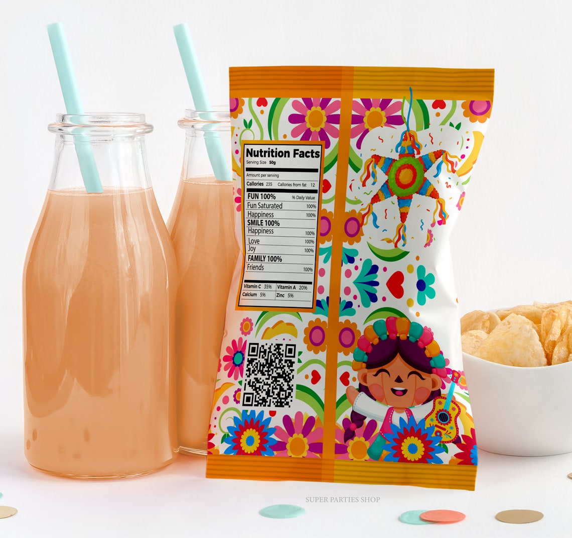 Fiesta Chip Bag Fiesta Favors Fiesta Printable Bag Fiesta Etsy