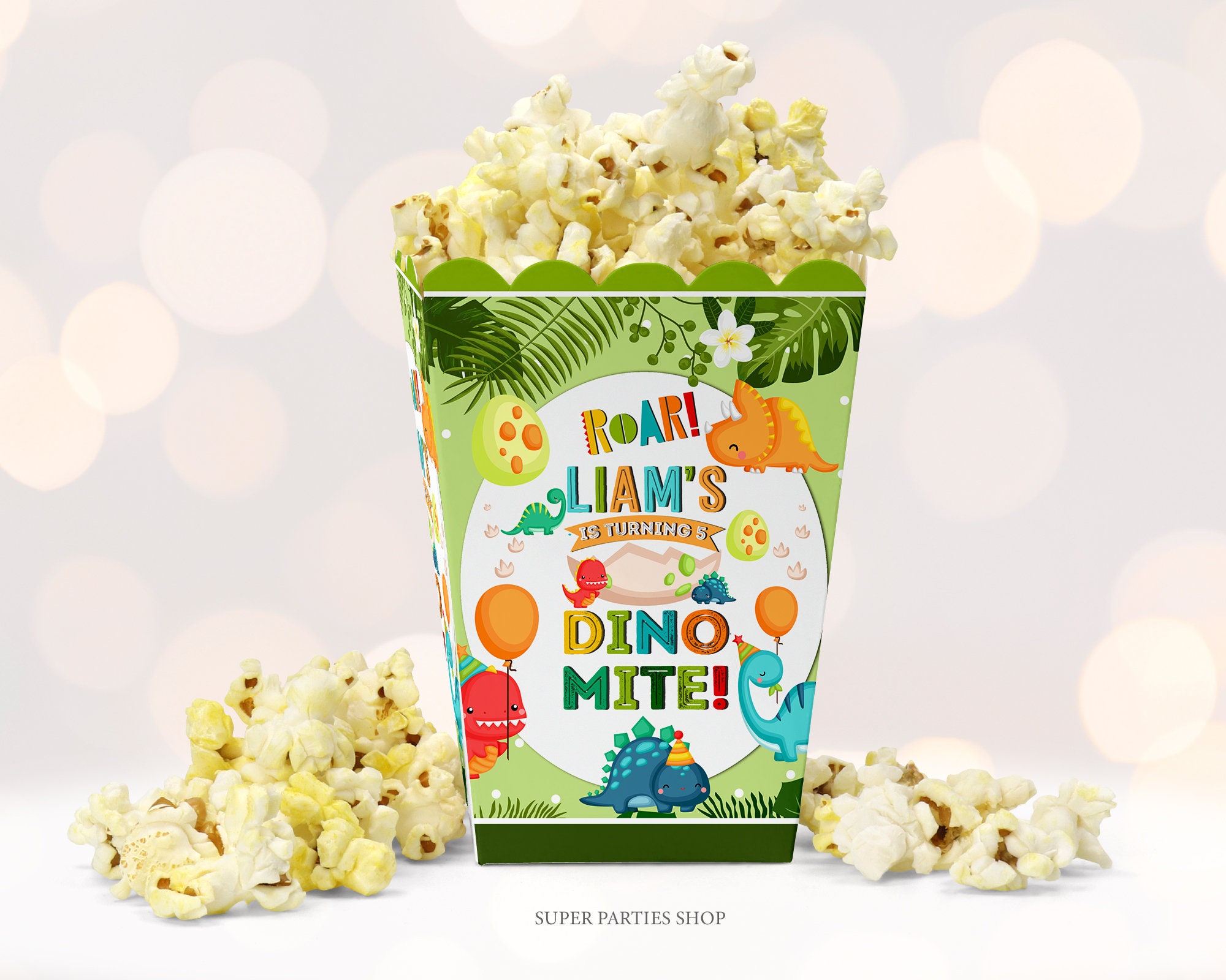 Dinosaur Popcorn Box Printable Dino Birthday Party Chip Bag - Etsy UK