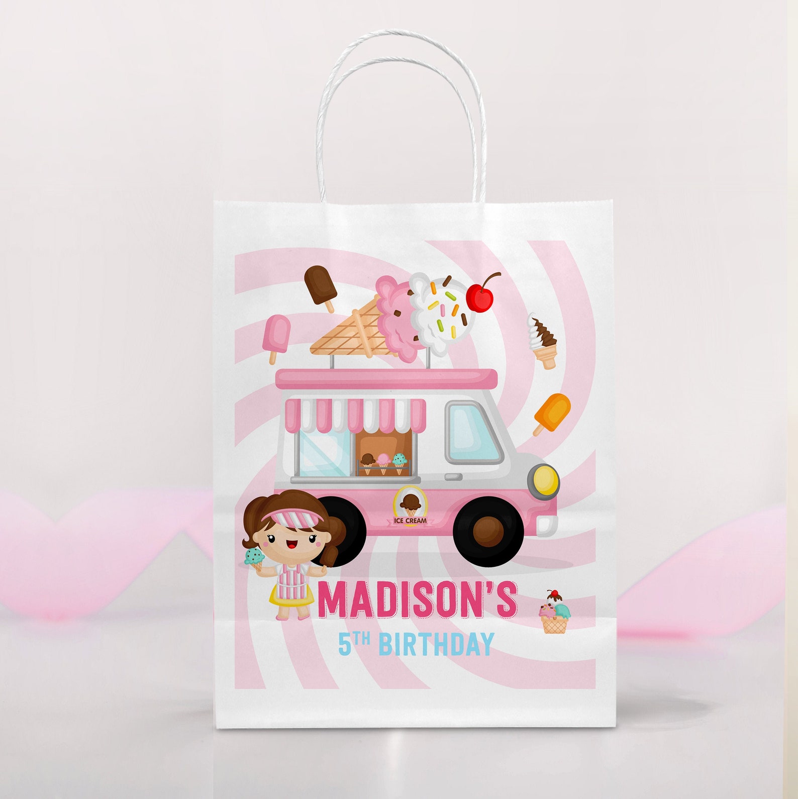 Ice Cream Gift Bags Printable Snack Bag Ice Cream Birthday Etsy