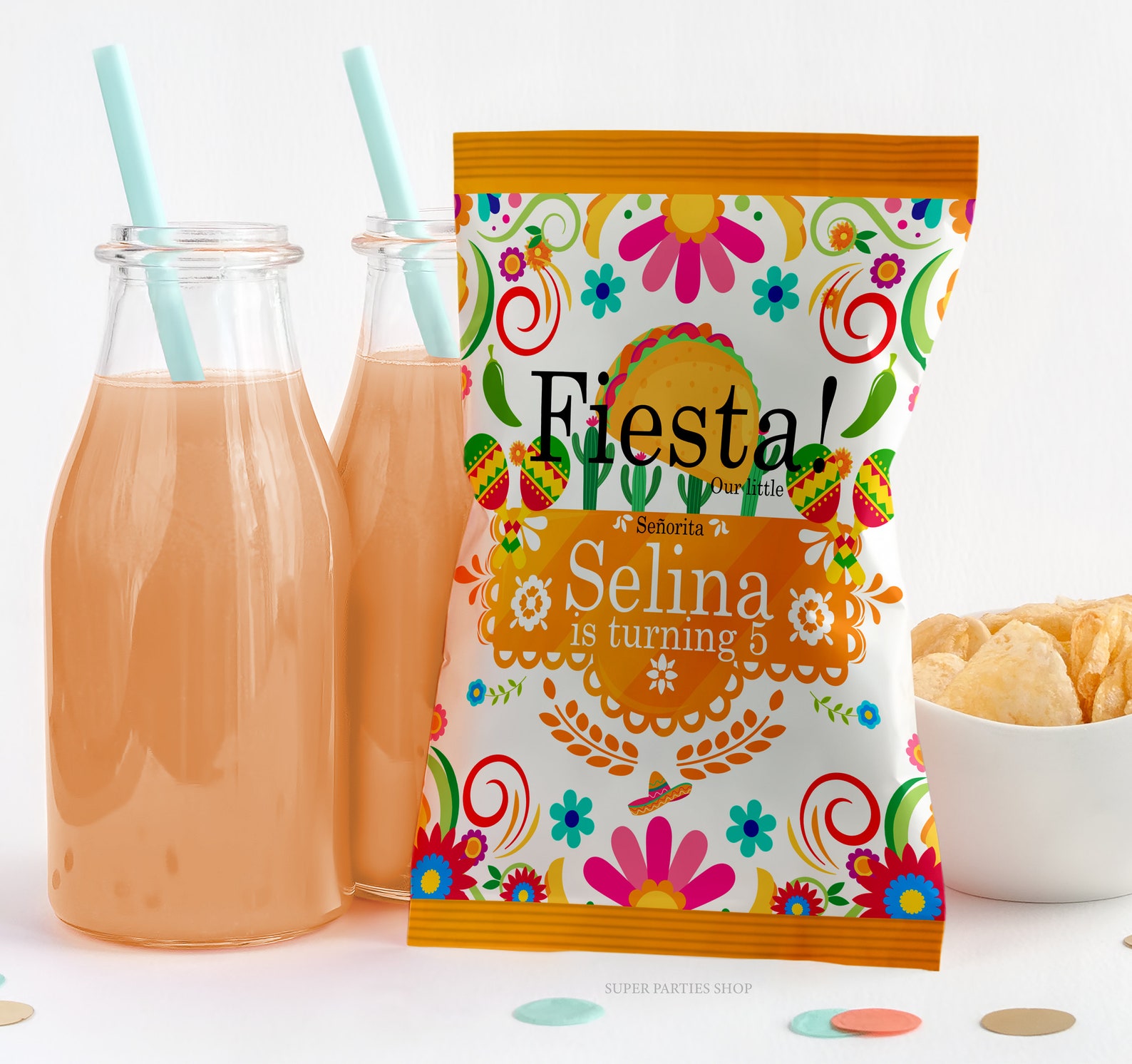 Fiesta Chip Bag Fiesta Favors Fiesta Printable Bag Fiesta Etsy