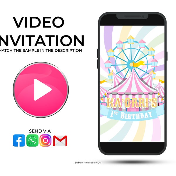 Circus Video Invitation, Circus  invitation, Carnival Invitation, Circus Carnival birthday invitation, Circus Invite Kids Birthday party