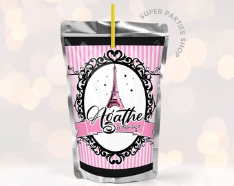 Paris CapriSun Label Printable, Paris Theme Decor, Paris Themed Printable Party Favors, Paris Birthday-Paris party, ONLY DIGITAL