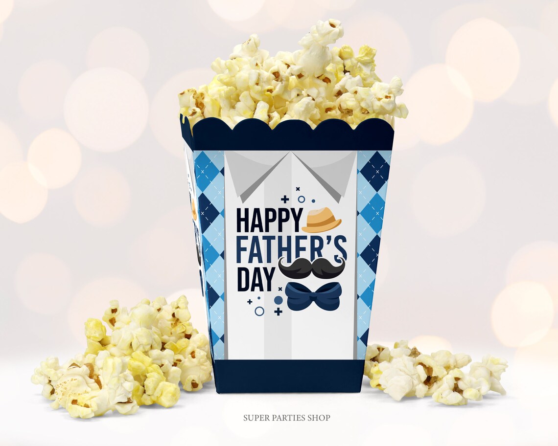 Father's Day Popcorn Box A3 PRINTABLE Father Day Snack Etsy