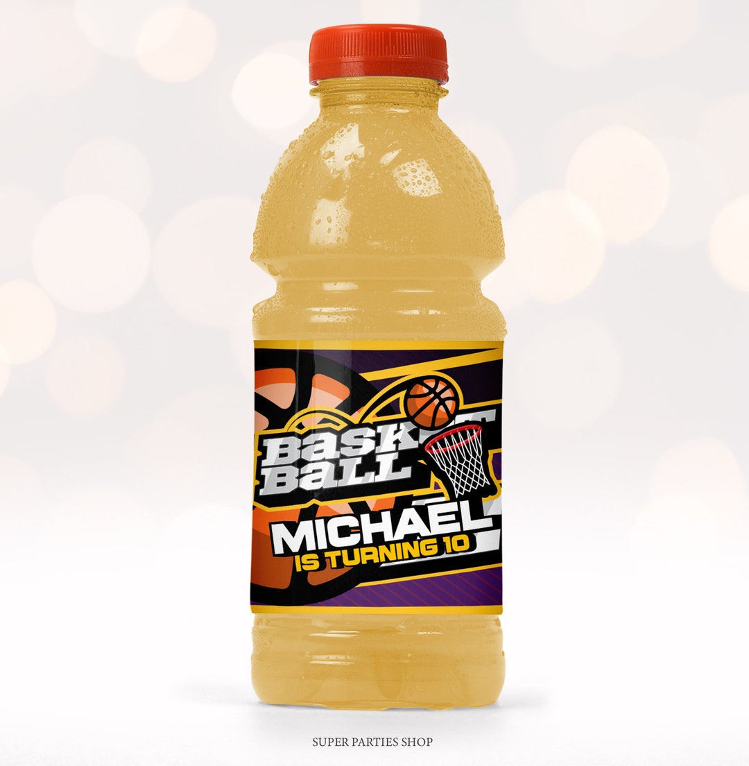 Basketball Water Bottle Label Printable , Basketball Sport Drink Label ...