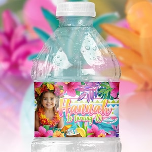 Luau Water Bottle labels Printable, Aloha Favors, Tropical Party Favor,Hawaiian birthday decor, Tiki Party, Digital files