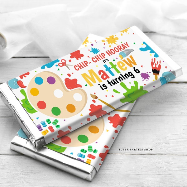 Art Party Candy Bar Wrapper 1.55oz Printable ,Paint, Snack Treat,Art Birthday Party,Paint party,art Invitation,Painting Label, DIGITAL ONLY