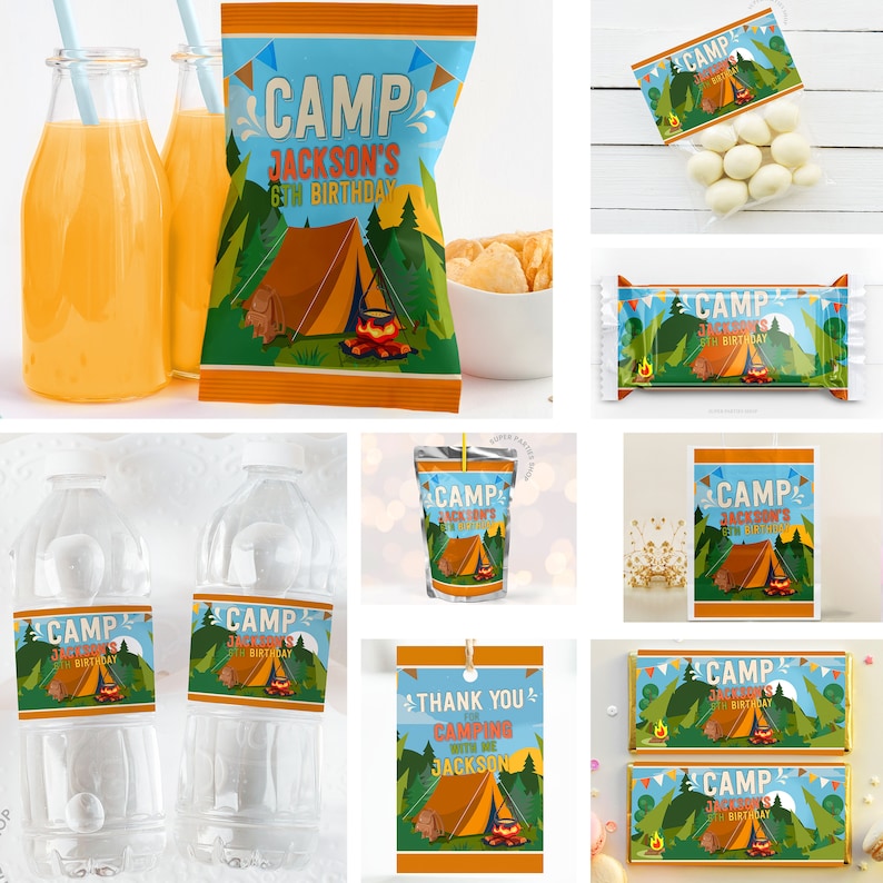 Camping Party Bundle Kit Printable Party Items Camp Party | Etsy