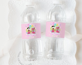 Spa Party Water Bottle Label  Printable,Spa Birthday, Girls Spa Day,Makeover,pedicure, Spa Party Decoration DIGITAL