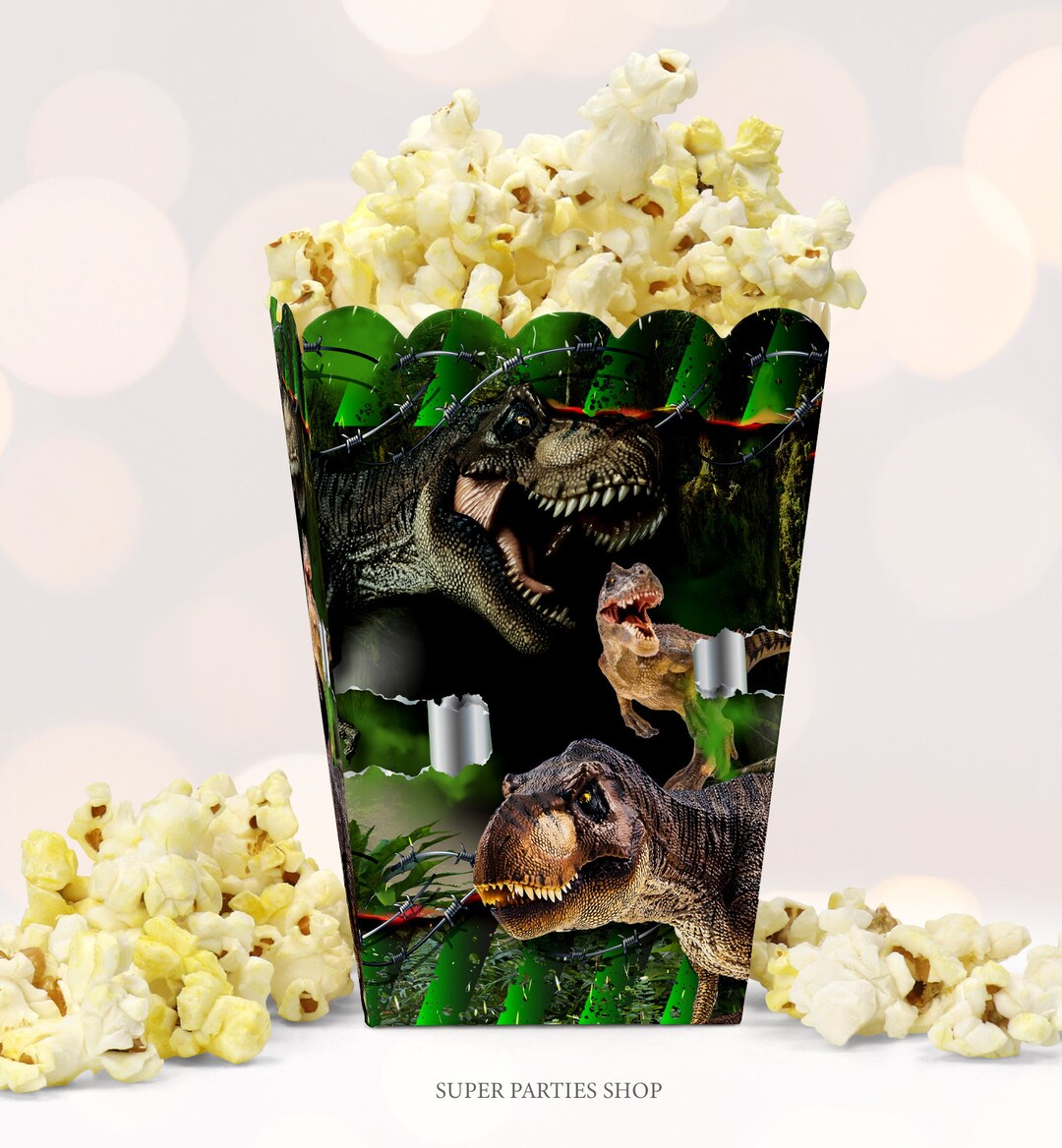 Dinosaur Popcorn Box Printable Dino Birthday Party Chip Bag - Etsy