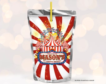 Circus Party Capri Sun Juice Circus tent  birthday party, Circus Carnival Juice Pouches,  Label Stiker Kids Birthday party