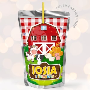 Farm Capri Sun Label Printable, Farm Boy Caprisun Template, farm Juice Pounch , chip bag template, DIGITAL ONLY , barnyard chips bag snack