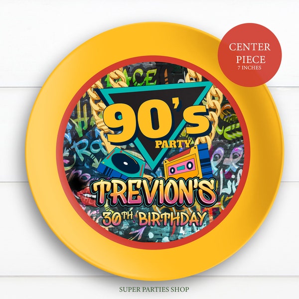 90s Centerpiece Printable, Plate Label Glow Party, Neon Birthday, Glowing Throwback Retro, Love The 80's 90's | Party Favors   DIGITAL ONLY