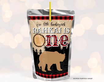 Lumberjack CapriSun label, Lumberjack Birthday Party Decorations Lumberjack Party Favors, Juice Pounches, Lumberjack Favor ONLY DIGITAL