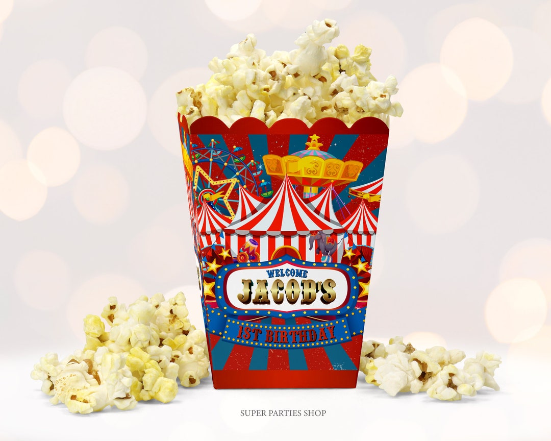 Circus Party Printable Popcorn Template, Circus Tent Birthday Party