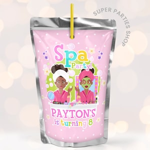 Spa Party CapriSun Labels Printable,Juice pouches, Spa Birthday, Girls Spa Day,Makeover,pedicure, Spa Party Decoration DIGITAL