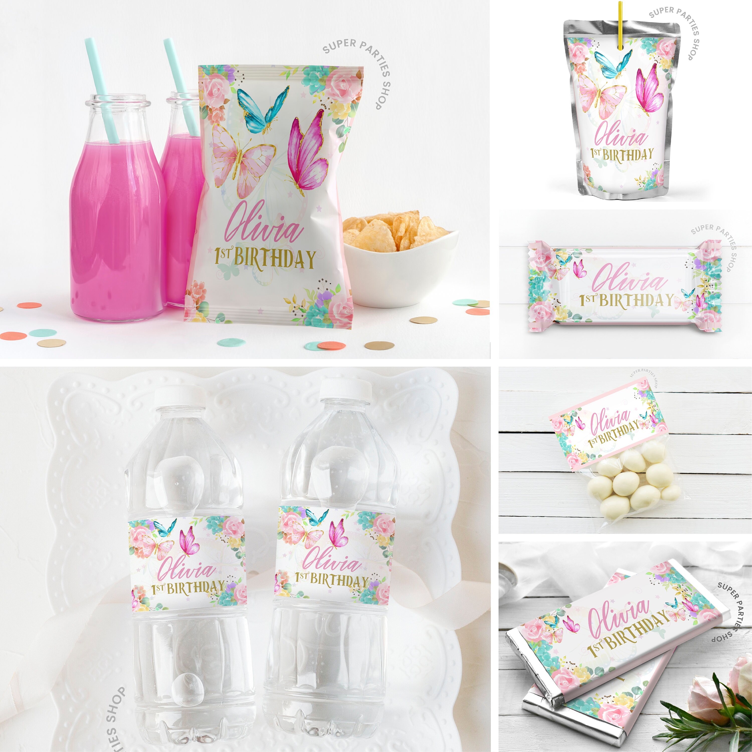 Butterfly Party Kit Printable Snack Treat Butterfly Bundle Etsy Australia