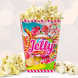 Sweet  Popcorn Box Craft Printable, Sweet  Party Favors, Sweet   Snack box, Sweet  Birthday Party, Kids Birthday Party