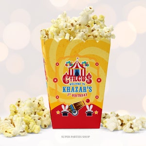 Circus Party Printable Popcorn Template, Circus Tent Birthday Party ...